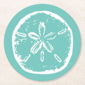ターコイズ青砂ドルビーチ結婚式コースター ラウンドペーパーコースター (正面)
