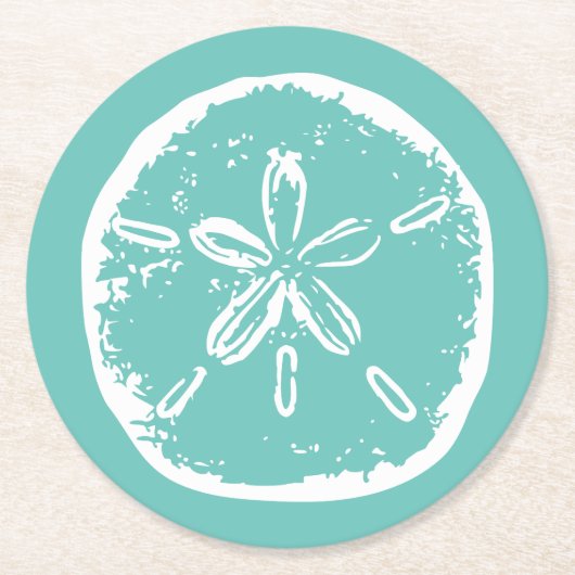 ターコイズ青砂ドルビーチ結婚式コースター ラウンドペーパーコースター (正面)