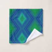 ターコイズ青緑模様浴用タオルセット バスタオルセット (ウォッシュタオル)