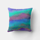 ターコイズ青色水色絵を描デザイン抽象芸術 クッション (裏面)