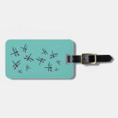 ターコイズ飛んでいるトンボ ラゲッジタグ (正面横)