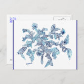 ターコイズ飛んでいる結晶抽象芸術はがき ポストカード (正面/裏面)