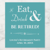 ターコイズ食べドック退職したレトロ退職パーティー ワインラベル (シングルラベル)