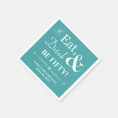 ターコイズ食べドリンクBe5レトロ50誕生日 スタンダードカクテルナプキン (角)