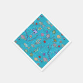 ターコイズ魚柄 スタンダードカクテルナプキン (角)