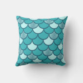 ターコイズ魚鱗グリッター効果 クッション (裏面)