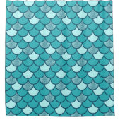 ターコイズ魚鱗グリッター効果 シャワーカーテン (正面)