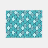 ターコイズ魚鱗グリッター効果 フリースブランケット (正面(横))