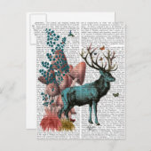 ターコイズ鹿のキノコ林 ポストカード (正面/裏面)