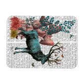 ターコイズ鹿のキノコ林 マグネット (横)