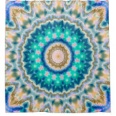 ターコイズ黄曼荼羅 シャワーカーテン (正面)