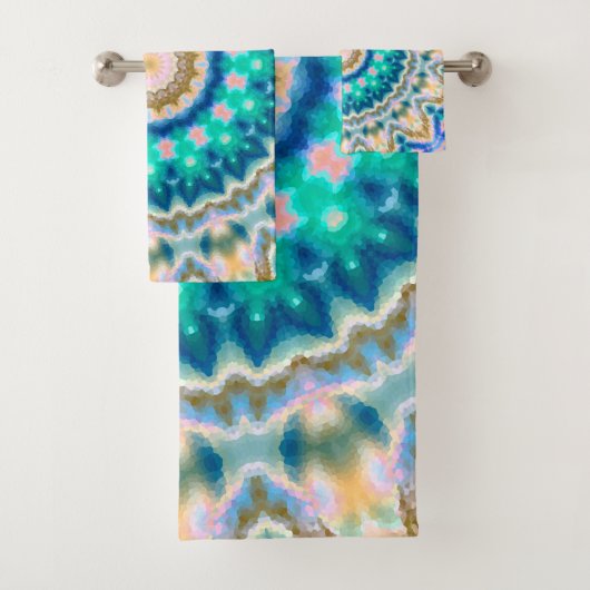 ターコイズ黄曼荼羅 バスタオルセット (インサイチュ)