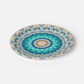 ターコイズ黄曼荼羅 ペーパープレート (アングル)