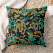 ターコイズ黄色と黒の抽象芸術 クッション (ブランケット)