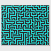 ターコイズ黒迷路ライン ラッピングペーパー (フラット)