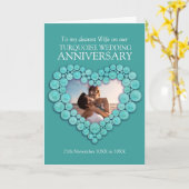 ターコイズ11周年結婚記念日妻の写真カード カード (黄色い花)