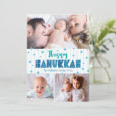 ターコイズ3フォトハッピーハヌカーモダンタイポグラフィ シーズンカード (スタンド正面)