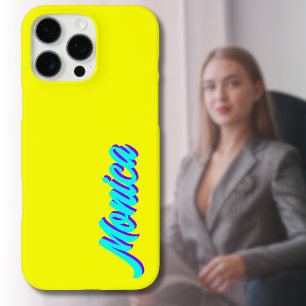 ターコイズ3Dインジゴモダン名 ネオンおもしろいレモン iPhone 16 PRO MAXケース