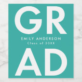 ターコイズ |はっきりした卒業式 ワインラベル (シングルラベル)