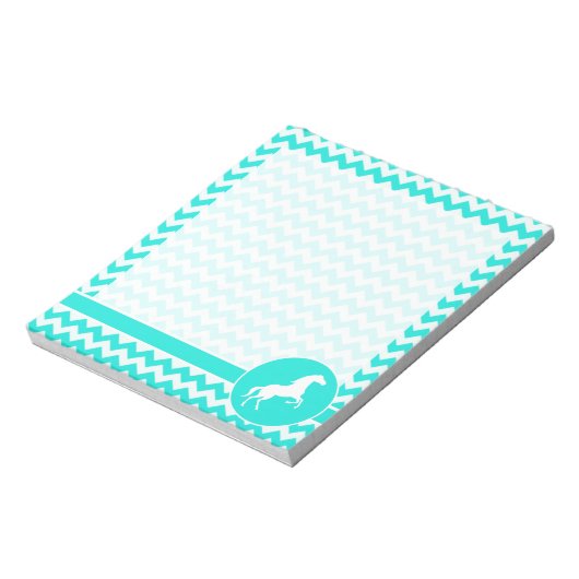 ターコイズ、アクアカラーシェブロン、エクエストリアン ノートパッド (回転)