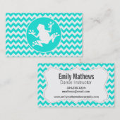 ターコイズ、アクアカラーシェブロン、カエル 名刺 (正面/裏面)