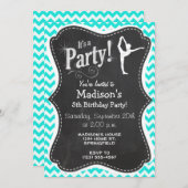 ターコイズ、アクアカラーシェブロン;バレエ 招待状 (正面/裏面)