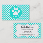 ターコイズ、アクアカラーシェブロン、ポープリント 名刺 (正面/裏面)