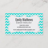 ターコイズ、アクアカラーシェブロン、ポープリント 名刺 (裏面)