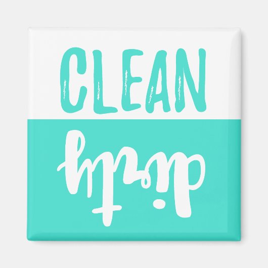 ターコイズ(アクアティール(緑がかった色))ホワイトクリーン汚れ食洗機 マグネット (正面)