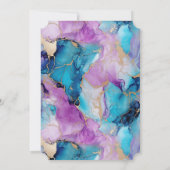ターコイズ・アクア・パープル・ゴールド・マーブル 招待状 (裏面)