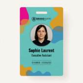 ターコイズ アブストラクト オーガニック シェイプス エグゼクティブ アシスタント バッジ (正面)