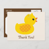 ターコイズ＆イエローのひよこ、もしくはあひる　サンキュー, ポストカード (正面/裏面)