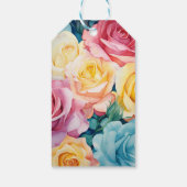 ターコイズ、イエロー、ピンクのフローラ結婚の ギフトタグ (裏面)