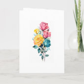 ターコイズ、イエロー、ピンクのフローラ結婚の プログラム (裏面)