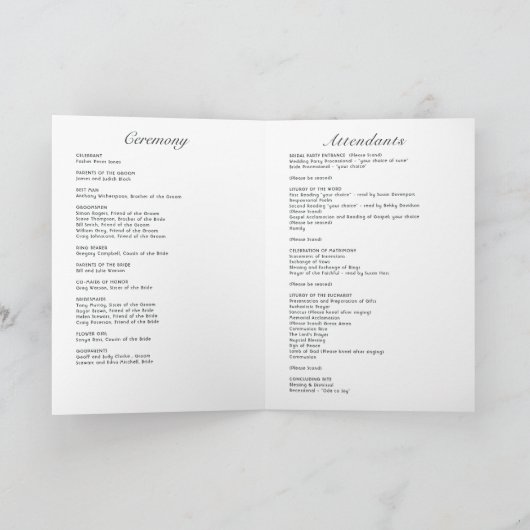 ターコイズ、イエロー、ピンクの花の結婚式 プログラム (内部)