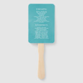 ターコイズ、イエロー、ピンクの花柄の結婚式プログラム ハンドファン (裏面)