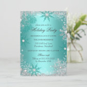 ターコイズ ウィンター ワンダーランド クリスマス ホリデー パーティー 3 招待状 (スタンド正面)