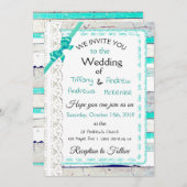 ターコイズ ウェザード ウッド ラスティックレース 招待状 (正面/裏面)