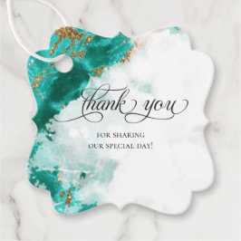 ターコイズ ウォーターカラー ゲオード ありがとうございます |  美しいターコイズと白の水彩画イラ フェイバータグ