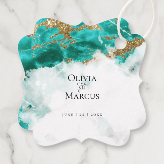 ターコイズ ウォーターカラー ゲオード 感謝タグ フェイバータグ (裏面)