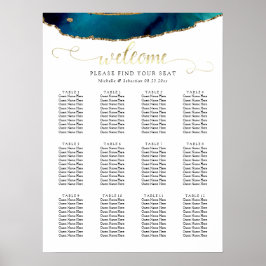 ターコイズ ウォーターカラー ゴールド アゲート 結婚式 席次表 ポスター