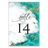ターコイズ ウォーターカラー マーブル ジオード BarefootBride™ テーブルナンバー (裏面)