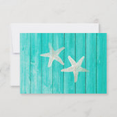 ターコイズ ウッド & ヒトデ ビーチ エレガント テーブル ナンバー 招待状 (裏面)