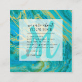 ターコイズ&エレガント金ゴールドマーブルアゲート美容師 スクエア名刺 (裏面)