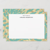 ターコイズ·エレガント金ゴールド·ノート·カード ノートカード (正面/裏面)