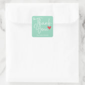 ターコイズ エレガント サンクス ハートステッカー スクエアシール (バッグ)