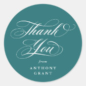 ターコイズ エレガント スクリプト 卒業 ありがとうございます ラウンドシール (正面)