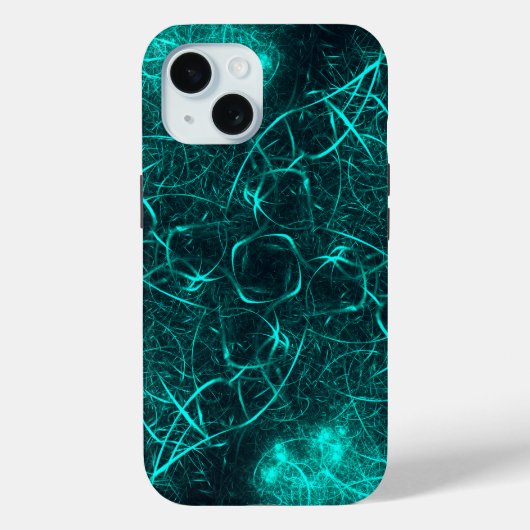 ターコイズ エレクトリック エナジー ウェブ フラクタル アート Case-Mate iPhoneケース (裏面)