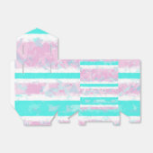ターコイズ、オフホワイト、ピンクのストライプ優先 フェイバーボックス (折り畳みなし)