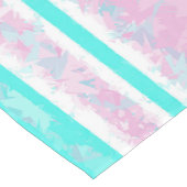 ターコイズ、オフホワイト、ピンクのテーストライプブルランナー ショートテーブルランナー (コーナー)